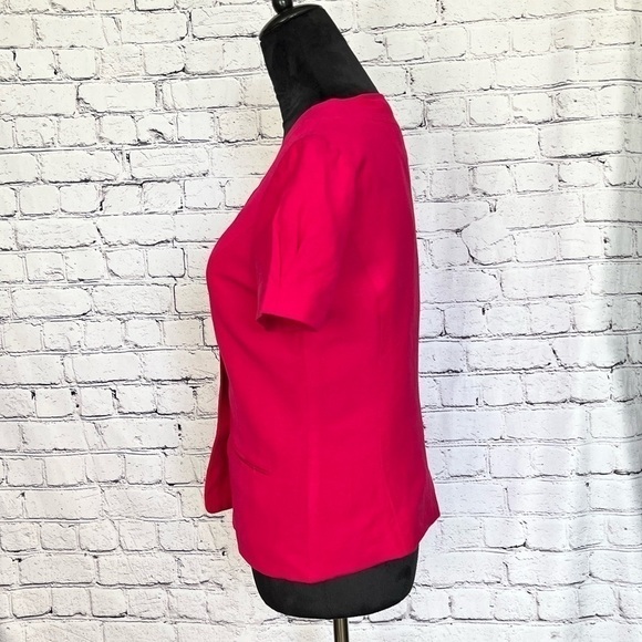 East 5th Hot Pink linen rayon button down lined light jacket blouse. Size SP EUC - Picture 2 of 10